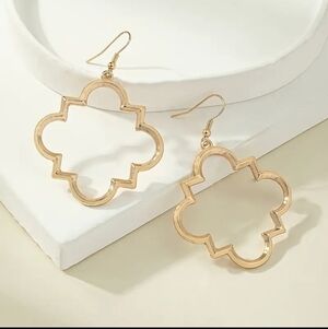 *CLEARANCE RACK* Hollow Geometric Shape Dangle Gold Tone Earrings